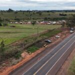 Vista aérea da BR-163 em obras de duplicação em Mato Grosso do Sul